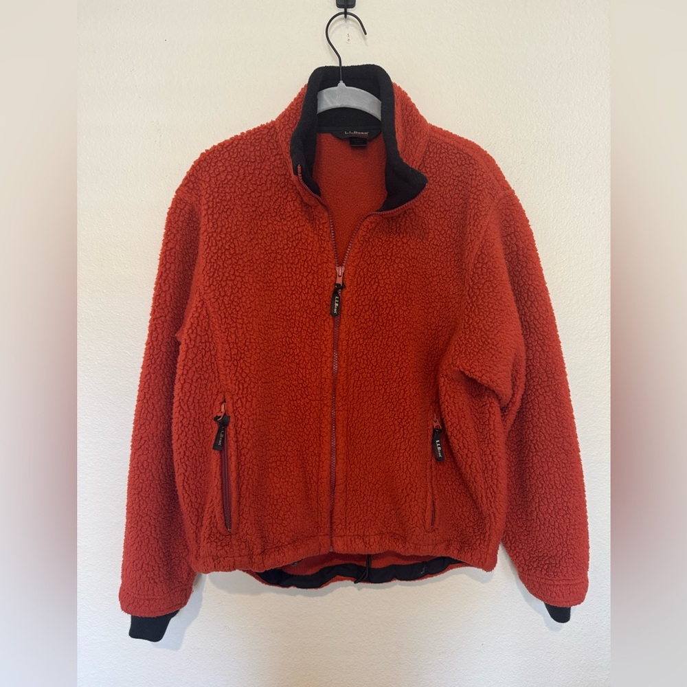 Vintage L.L. Bean Women’s Deep Pile Fleece Sherpa Jacket in Rust